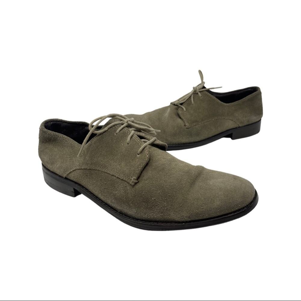 John Varvatos Grey Suede Lace Up Derby Shoes 10.5